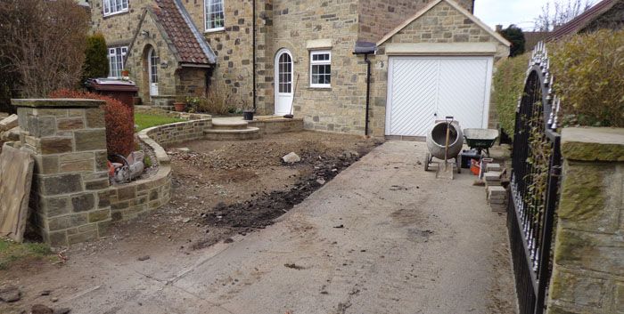 Before image of large driveway part finished