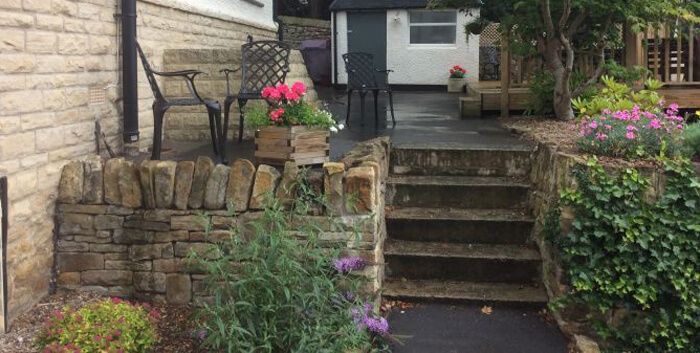 Before concrete steps and patio area