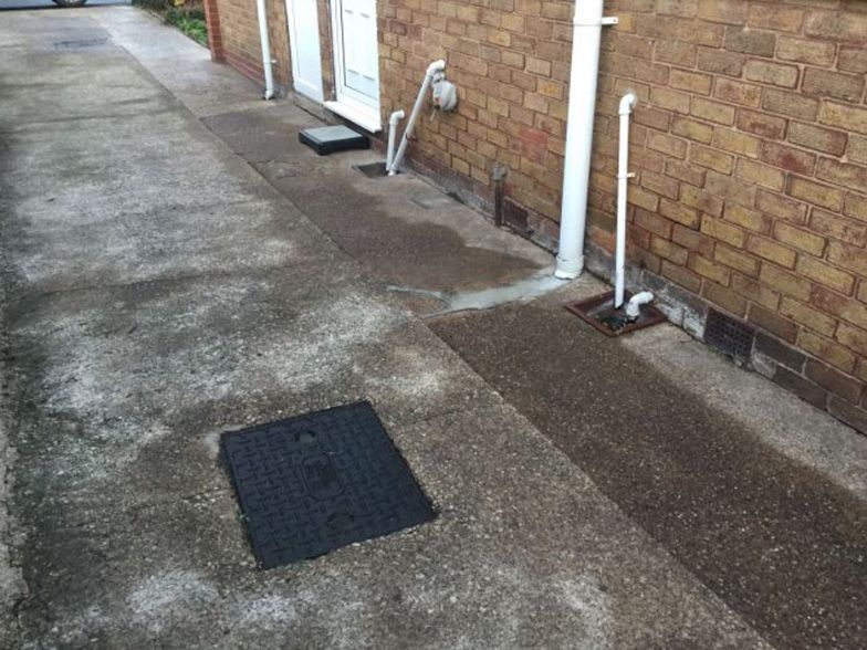 Before image of a side of a driveway in South Elmsall