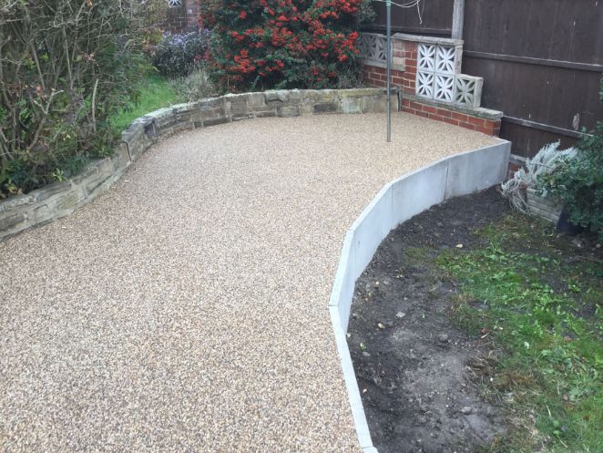 After image of a rustic gold resin driveway Leeds