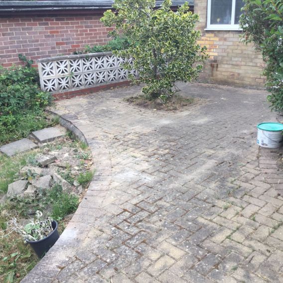 Before image of block paved driveway