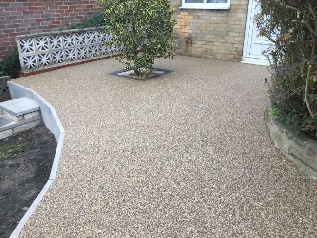 After image of a rustic gold resin driveway Leeds